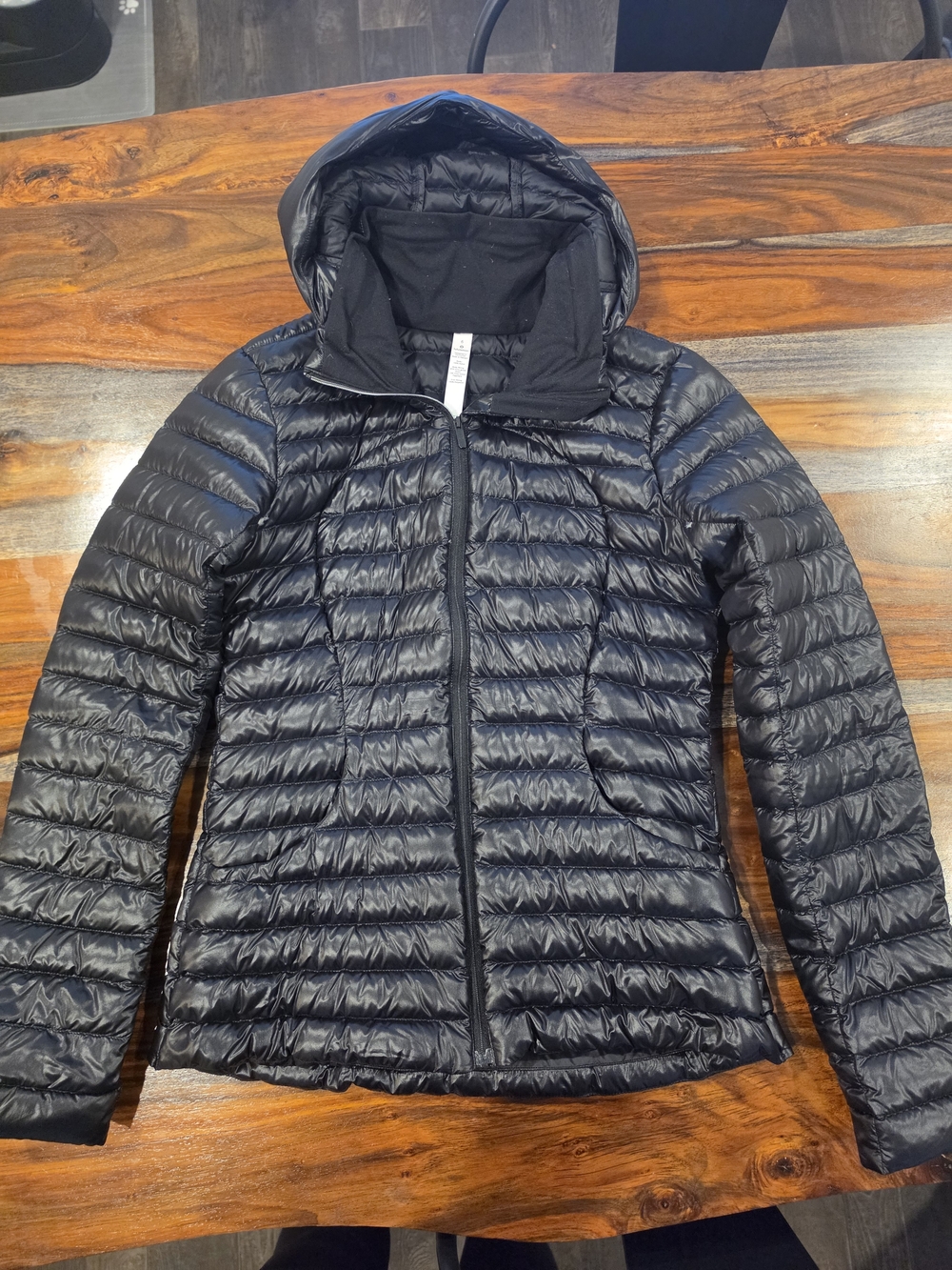 Lightweight Black Quilted Hooded Jacket - Women